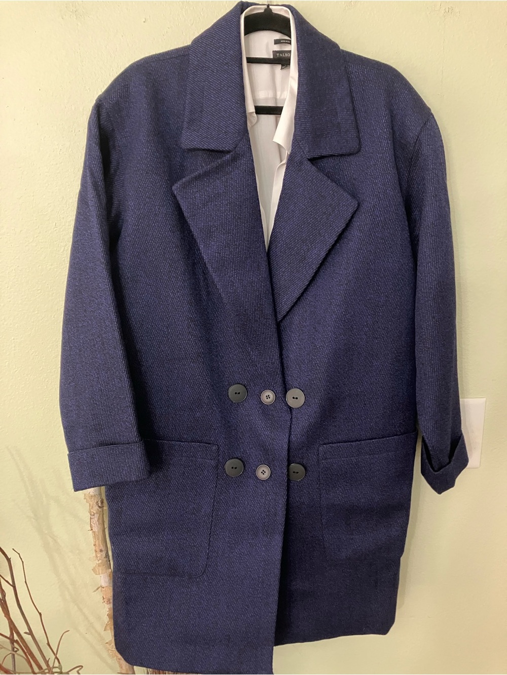Vintage Christian Dior wool blue indigo button pea coat
